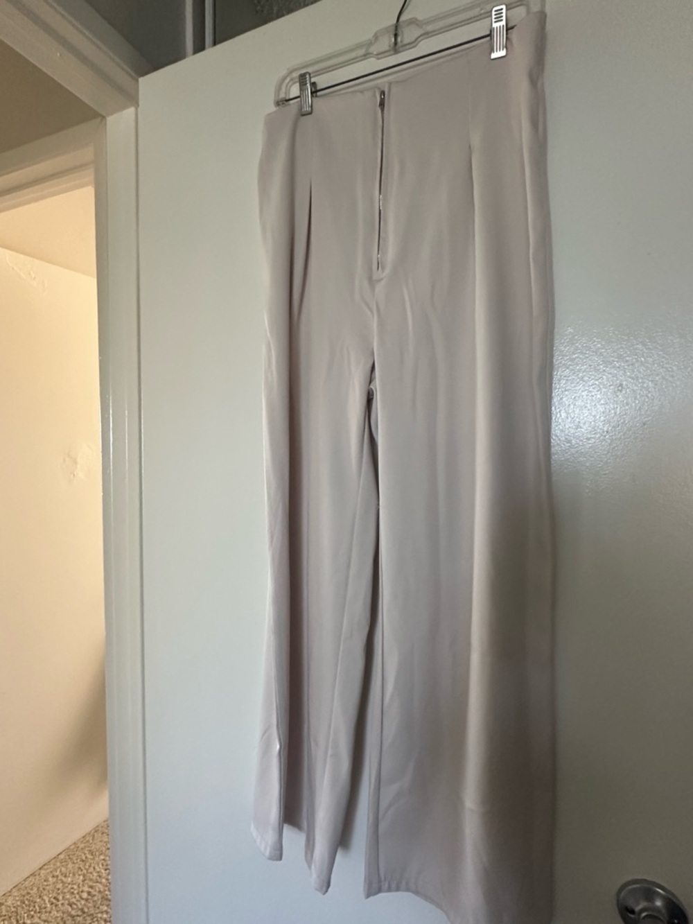 SHEIN Beige High-Waist Wide Leg Trousers - Picture 2 of 7